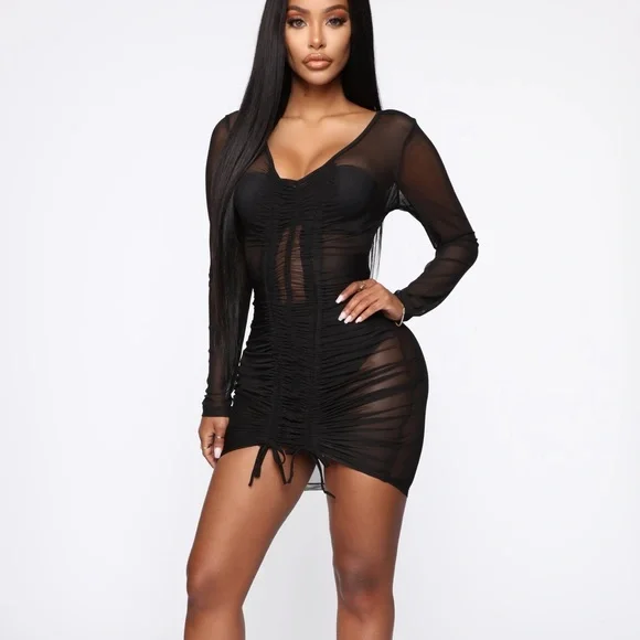 Black Sheer Cover Up Dress - Picture 2 of 9